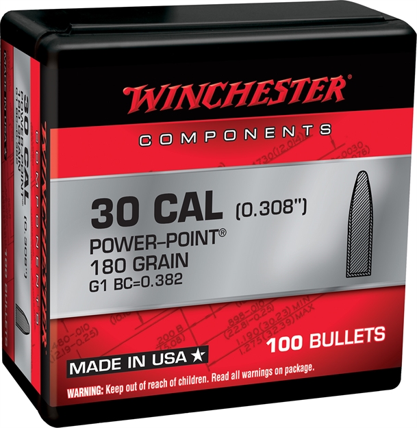 Picture of  Winchester Ammo Wb308p180x Centerfire Rifle  308Win 180Gr Power Point 100 Per Box/10 Case 020892633704