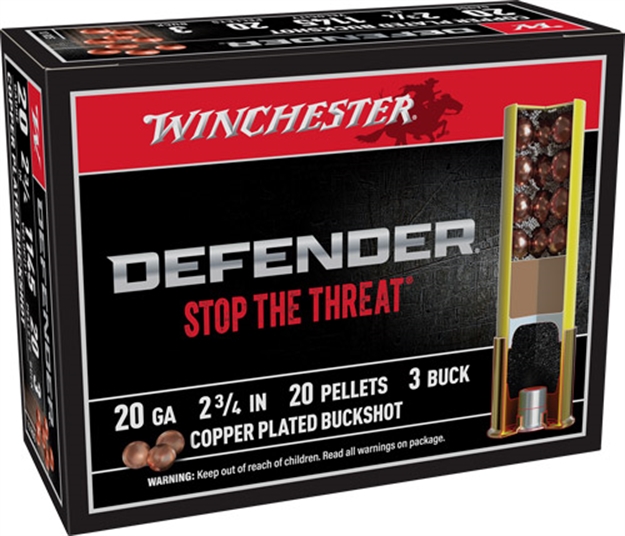 Picture of Winchester Defender 20Ga 2.75" #3 Buck 20-Pellet 10Rd 10Bx/Cs SB203PD 020892026544