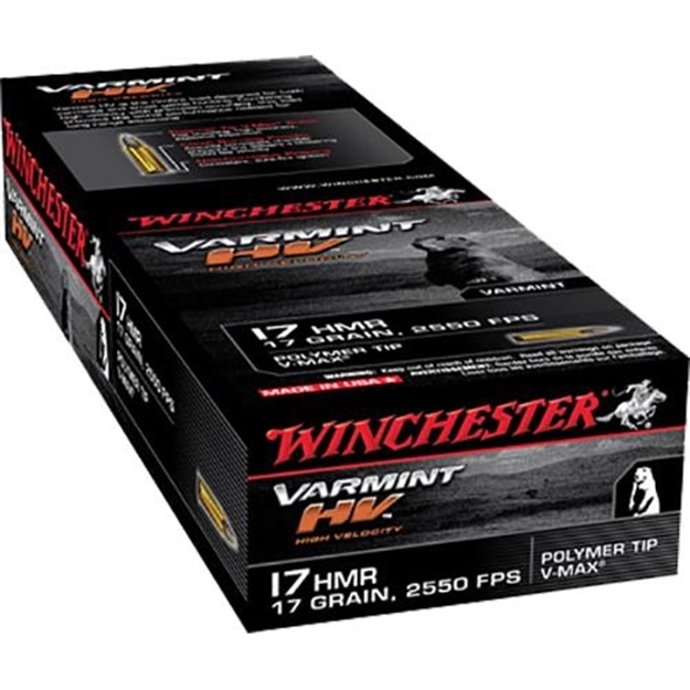 Picture of Winchester Varmint HV Rimfire Ammo 17 Hmr, V-Max, 17 Grains, 2550 Fps, 50 Rounds, Boxed 020892102491 -