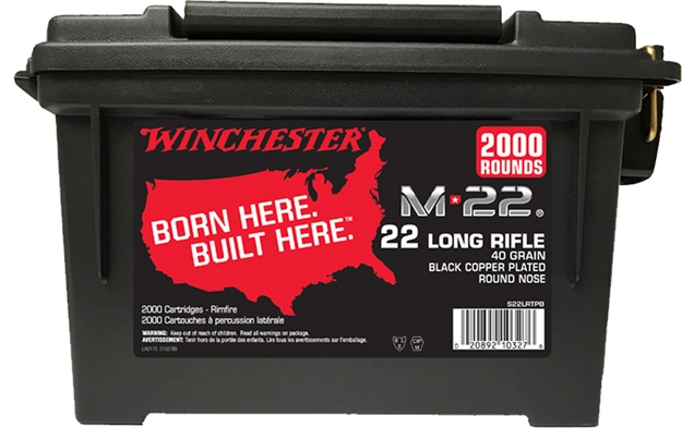 Picture of Winchester Ammo S22lrtpb M-22  
22 LR 40 GR Lead Round Nose (Ldrn) 2000 Bx/ 2 Cans CS