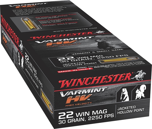Picture of Winchester Varmint HV Rimfire Ammo 22 Mag, Jhp, 30 Grains, 2250 Fps, 50 Rounds, Boxed S22M2 020892102040