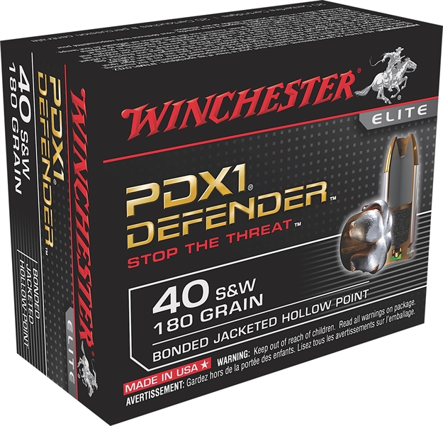 Picture of Winchester Ammo S40swpdb1 Defender  40S&W 180Gr Bonded Jacket Hollow Point 20 Per Box/10 Case 020892217874 -