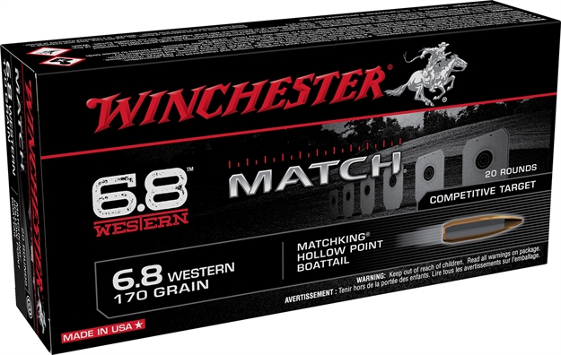 Picture of Winchester Ammo S68wm Match  6.8 Western 170 GR Sierra Matchking Hollow Point Boat-Tail 20 Bx/ 10 CS