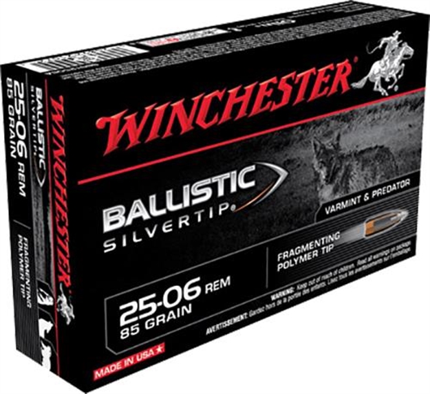 Picture of  Winchester Ammo Sbst2506a Ballistic Silvertip  25-06Rem 85Gr Fragmenting Polymer Tip 20 Per Box/10 Case 020892210721