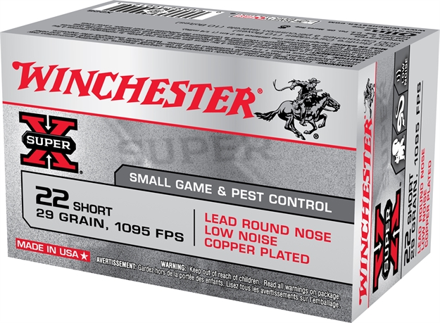 Picture of  Winchester Ammo X22s Super X  22Short 29Gr Lead Round Nose Low Noise Copper Plated 50 Per Box/100 Case 020892100114