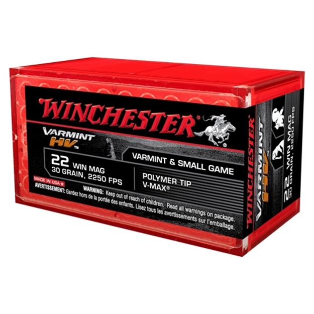 Picture of Winchester Varmint HV Rimfire Ammo 22 Mag, V-Max, 30 Grains, 2250 Fps, 50 Rounds, Boxed S22M2PT