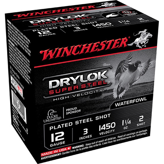 Picture of  Winchester Ammo Ssh1232 Drylok Super Steel High Velocity 12 Gauge, 3" 1 1/4 Oz, 1450 Fps, 2 Shot, 25 Bx/10 CS 020892011892