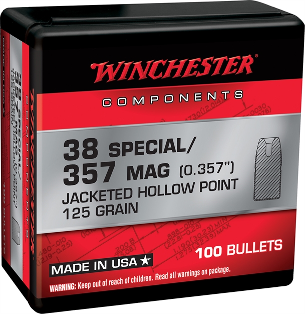 Picture of  Winchester Ammo Wb38hp125x Centerfire Handgun Reloading 38Special 125Gr Jacketed Hollow Point 100 Per Box/10 Case
