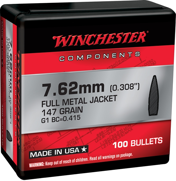 Picture of Winchester Bullets .30 Caliber .308 147Gr. Fmj-Bt 100-Count