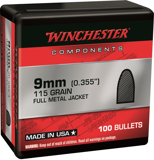 Picture of Winchester 9Mm Cal 115Gr Fmj FB Cs100