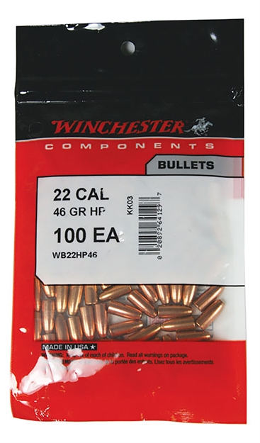 Picture of Winchester Ammo   Reloading 22 Cal .224 46 GR Hollow Point (Hp) 100 Per Box