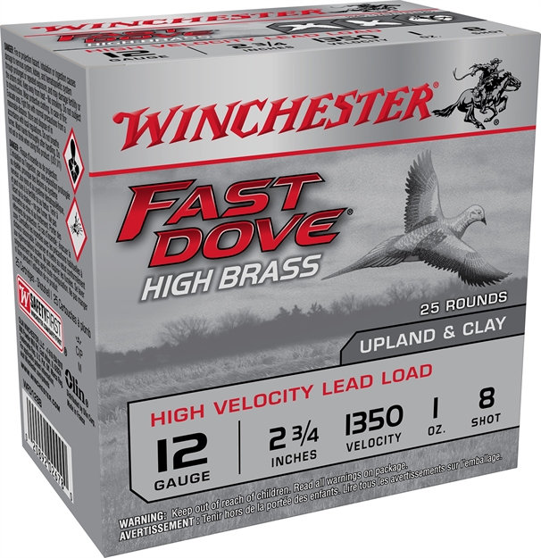 Picture of  Winchester Ammo Wfd128b Fast Dove & Clay High Brass 12Gauge 2.75" 1Oz 8Shot 25 Per Box/10 Case 020892026780