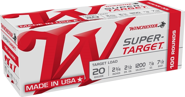 Picture of Winchester Ammo Trgt207vp Super-Target  20Gauge 2.75" 7/8Oz 7.5Shot 100 Per Box/2 Case WIN TRGT207VP 020892026063