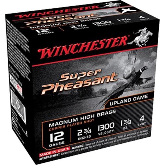 Picture of  Winchester Ammo X12ph4 Super Pheasant Magnum High Brass 12Gauge 2.75" 1 3/8Oz 4Shot 25 Per Box/10 Case 020892015876