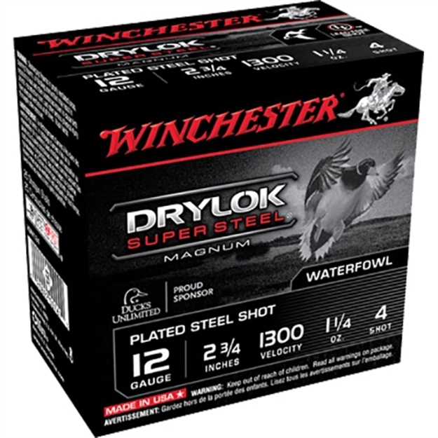 Picture of Winchester Super-X Drylok Super Steel Shotshell 12 Ga, 2-3/4 In, No. 4, 1-1/4Oz, Mag Dr, 1300 Fps XSM124 020892007673