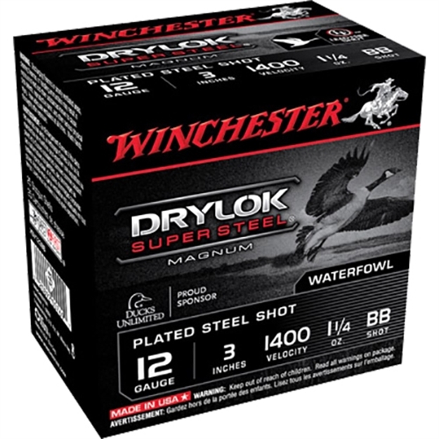 Picture of Winchester Super-X Drylok Super Steel Shotshell 12 Ga, 3 In, No. Bb, 1-1/4Oz, Mag Dr, 1375 Fps, 25 Rnd Per Box XSV123BB 020892007697