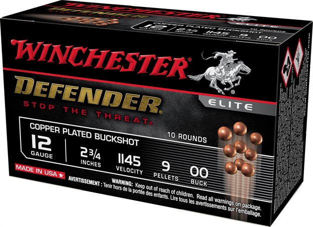 Picture of Winchester Ammunition Defender Copper Plated Shotgun Ammo 12 Ga, 2-3/4", 00 Buck, 9 Pellet, 1145 Fps, 10 Rnd SB1200PD