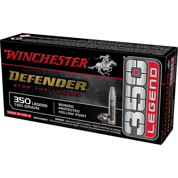 Picture of Winchester Ammunition Defender Centerfire Rifle Ammo 350 Legend, Bonded Php, 160 Gr, 2225 Fps, 20 Rnd S350PDB