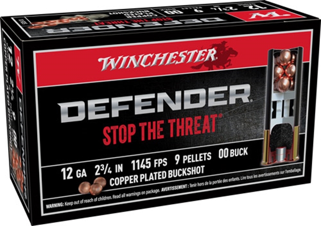 Picture of Winchester Defender 12Ga 2.75" 00 Buck 9 Pellets 10Rd 10Bx/Cs SB1200PD