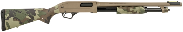 Picture of  Winchester Repeating Arms 512435395 Sxp Defender 12 Gauge 3" 5+1 (2.75") 18" Barrel, Fde Drilled & Tapped Rec, Woodland Camo Textured Stock, Tactical  Ribbed Forearm, Inflex Recoil Pad