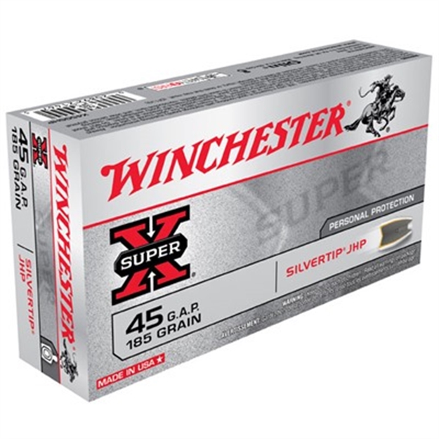 Picture of Winchester Ammo X45gshp Super-X 45 Glock Automatic Pistol (Gap) 185 GR Silvertip HP 50 Bx/ 10 CS