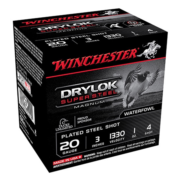Picture of Winchester Super-X Drylok Super Steel Shotshell 20 Ga, 3 In, No. 4, 1Oz, Mag Dr, 1330 Fps, 25 Rnd Per Box XSM2034