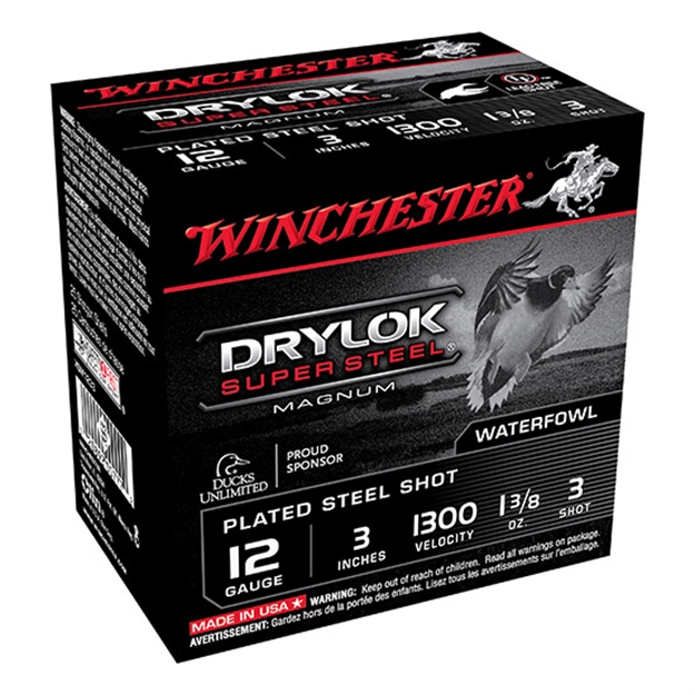 Picture of Winchester Super-X Drylok Super Steel Shotshell 12 Ga, 3 In, No. 3, 1-3/8 Oz, Mag Dr, 1265 Fps, 25 Rnd Per Box XSM1233