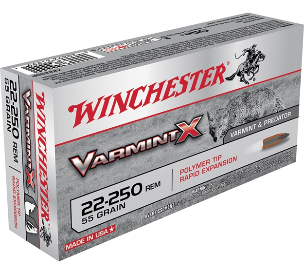Picture of Winchester Ammo X22250p Varmint X  22-250 Rem 55 GR Polymer Tip Rapid Expansion 20 Per Box/ 10 Case 020892219991 -