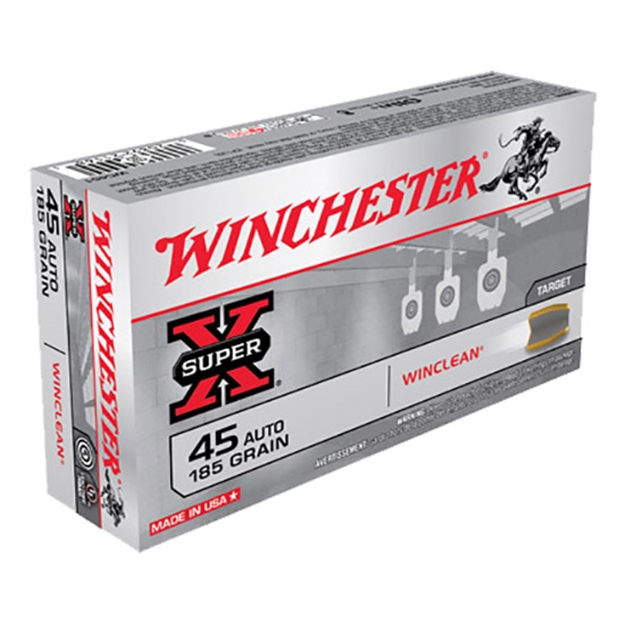 Picture of Winchester Super-X Clean Pistol Ammo 45 Acp, Beb, 185 Gr, 1000 Fps, 50 Rnd, Boxed WC451