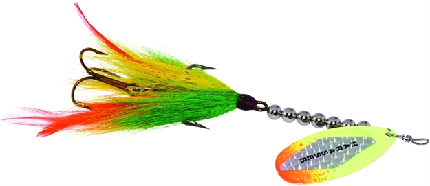 Picture of Windels Muskie Harasser Bucktail Spinner, 7", Perch/Flame