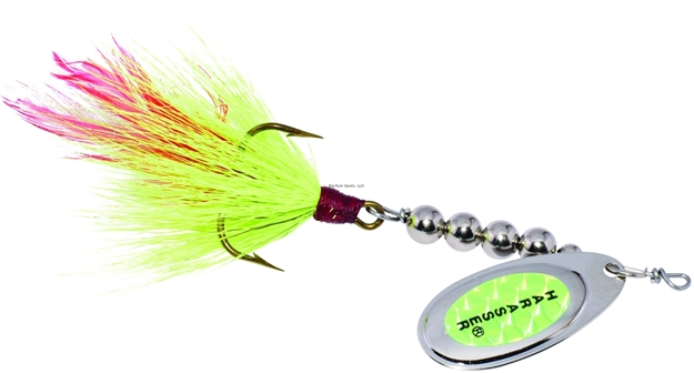 Picture of Windels Pike Harasser Bucktail Spinner, 4", 5/0 Hook, #5 Blade, Chartreuse/Chartreuse