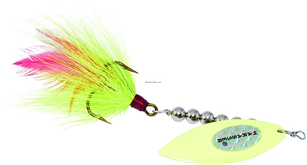 Picture of Windels Pike Harasser Magnum Bucktail Spinner, 6", 3/4 Oz, 5/0 Hook, #5 Blade, Chartreuse/Chartreuse