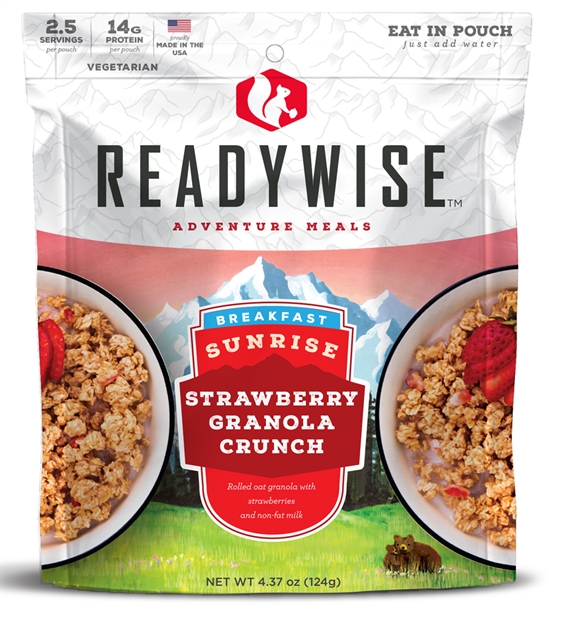 Picture of Readywise Rw05007 Outdoor Food Kit Sunrise Strawberry Granola Crunch Breakfast Entree 2.5 Servings IN A Resealable Pouch, 6 Per Case 05907