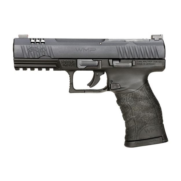 Picture of  Walther Arms 5220302 Wmp Optic Ready 22 Wmr 10+1 4.50" Stainless Steel Barrel, Black Optic Ready/Serrated Slide, Black Polymer Frame W/Picatinny Rail, Black Polymer Grip, Right Hand 723364224652