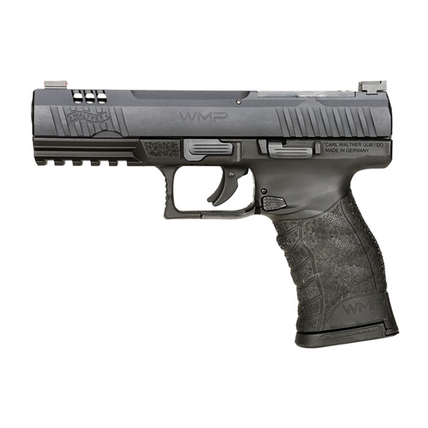 Picture of  Walther Arms 5220300 Wmp Optic Ready 22 Wmr 15+1 4.50" Stainless Steel Barrel, Black Optic Ready/Serrated Slide, Black Polymer Frame W/Picatinny Rail, Black Polymer Grip, Ambidextrous 723364224591