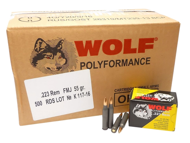 Picture of Wolf 22355Cfmj Polyformance Rifle 223 Remington/5.56 Nato 55 GR Full Metal Jacket 20 Bx/ 25  CS 500 Total (Case)