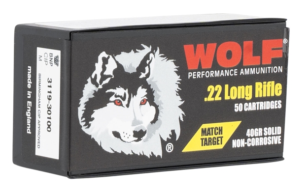 Picture of Wolf 22Mtb Match Target 22 LR 40 GR Round Nose (Rn) 50 Bx/ 100 CS