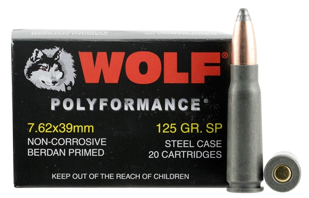 Picture of Wolf 762Bsp Polyformance Rifle 7.62X39mm 125 GR Soft Point 20 Bx/ 50 CS 1000 Total (Case)