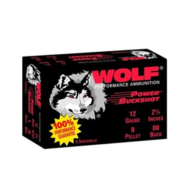 Picture of Wolf Ammo 12Ga 2 3/4 00Buck 9Pell 5Rds