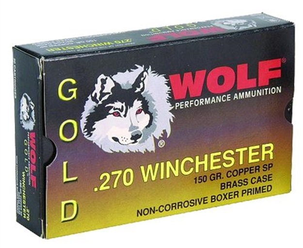 Picture of Wolf G270sp1 Gold 270 Winchester Jacketed Soft Point 150 GR 20 Box/25 Case