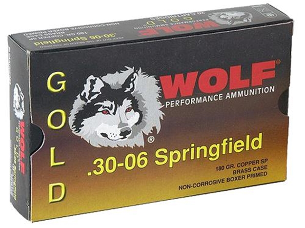 Picture of Wolf G3006sp1 Gold 30-06 Springfield Jacketed Soft Point 180 GR 20 Box/25 Case