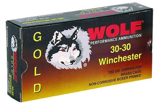 Picture of Wolf G3030sp1 Gold 30-30 Winchester Jacketed Soft Point 150 GR 20 Box/25 Case