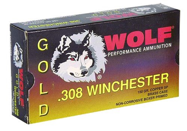 Picture of Wolf G308sp1 Gold 308 Winchester/7.62 Nato Jacketed Soft Point 150 GR 20 Box/25