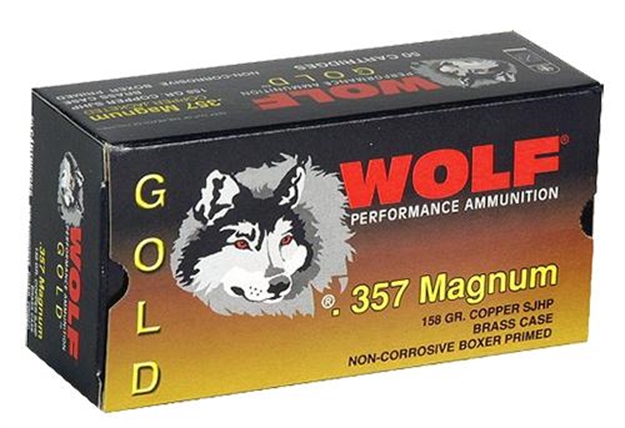 Picture of Wolf G357hp1 Gold 357 Rem Mag Semi-Jacketed Hollow Point 158 GR 50 Box/10 Case