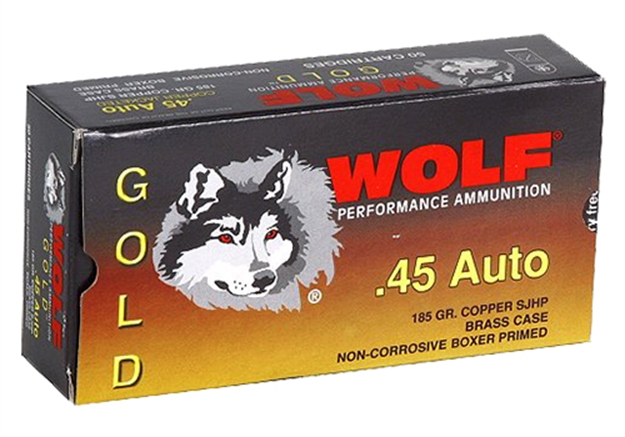 Picture of Wolf G45hp1 Gold 45 Acp Semi-Jacketed Hollow Point 185 GR 50 Box/10 Case