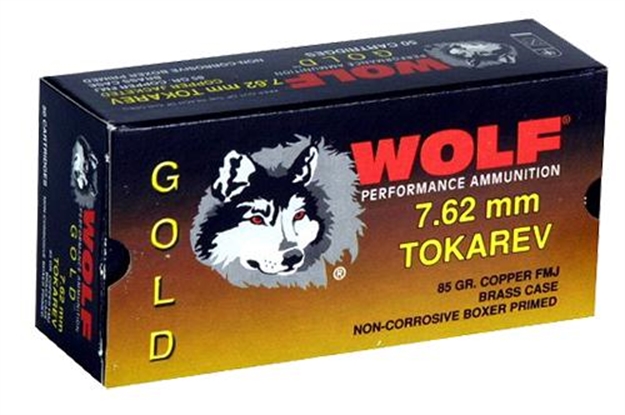 Picture of Wolf G762tokfmj1 Gold 7.62X25mm Tokarev Full Metal Jacket 85 GR 50 Box/10 Case