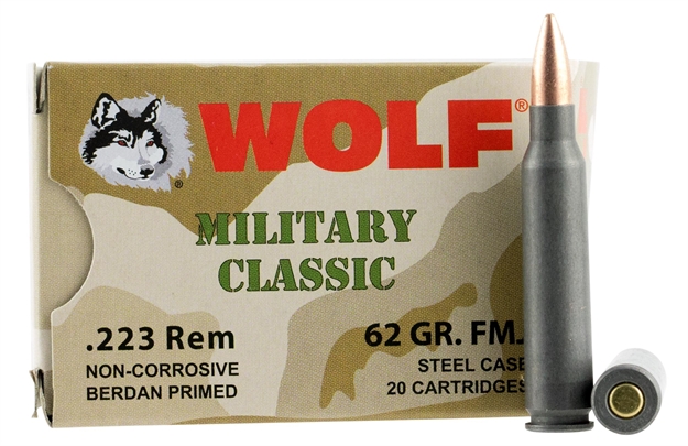Picture of Wolf Mc22362hp Military Classic Rifle 223 Remington/5.56 Nato 62 GR Hollow Point 20 Bx/ 25 CS 500 Total (Case)