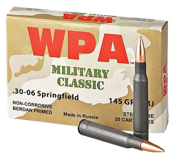 Picture of Wolf Mc3006fmj145 Military Classic Rifle 30-06 Springfield 145 GR Full Metal Jacket 20 Bx/ 25 CS 500 Total (Case)