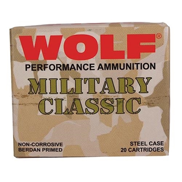 Picture of Wolf Mc3006fmj168 Military Classic Rifle 30-06 Springfield 168 GR Full Metal Jacket 20 Bx/ 25 CS 500 Total (Case)