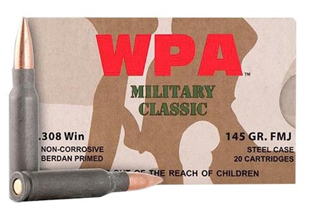 Picture of Wolf Mc308fmj145 Military Classic Rifle 308 Winchester/7.62 Nato 145 GR Full Metal Jacket 20 Bx/ 25 CS 500 Total (Case)